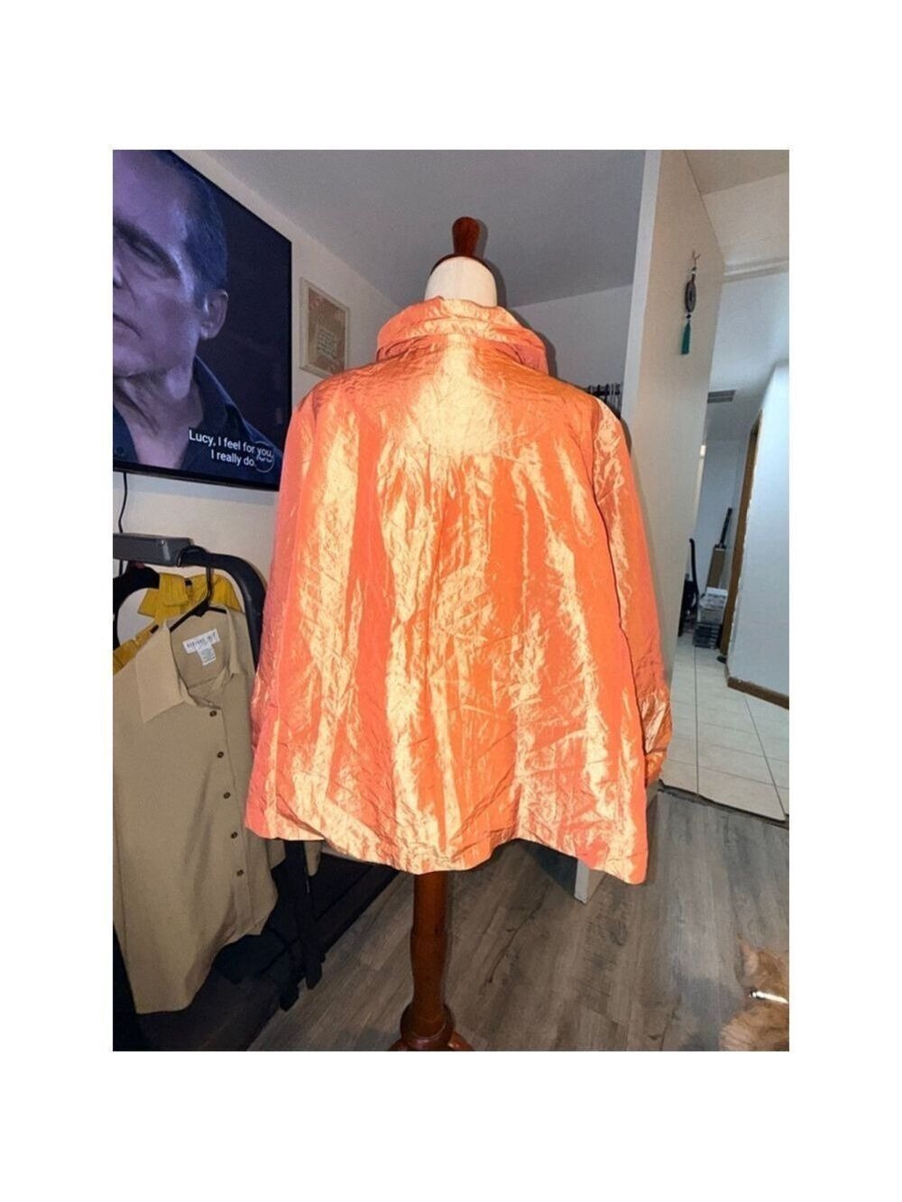 A. B. Lambdin jacket size 2X orange ruffles USA big buttons - Picture 9 of 12